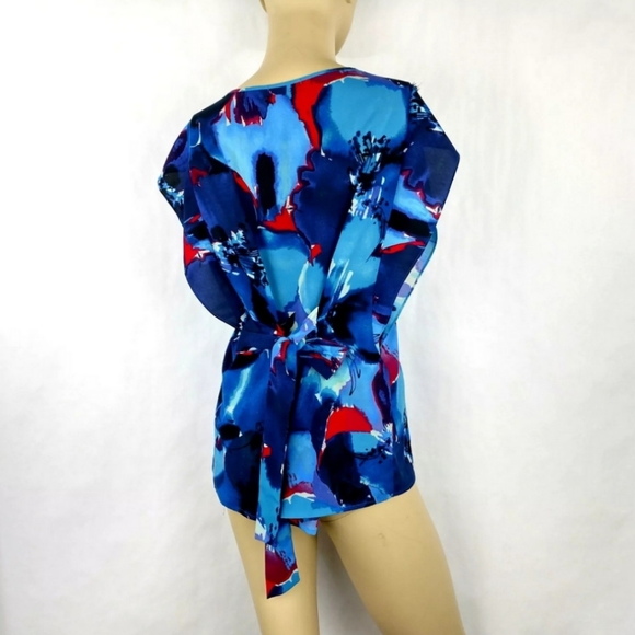 DAISY FUENTES multicolor empire waist career  blouse top Womens Small - Picture 4 of 5